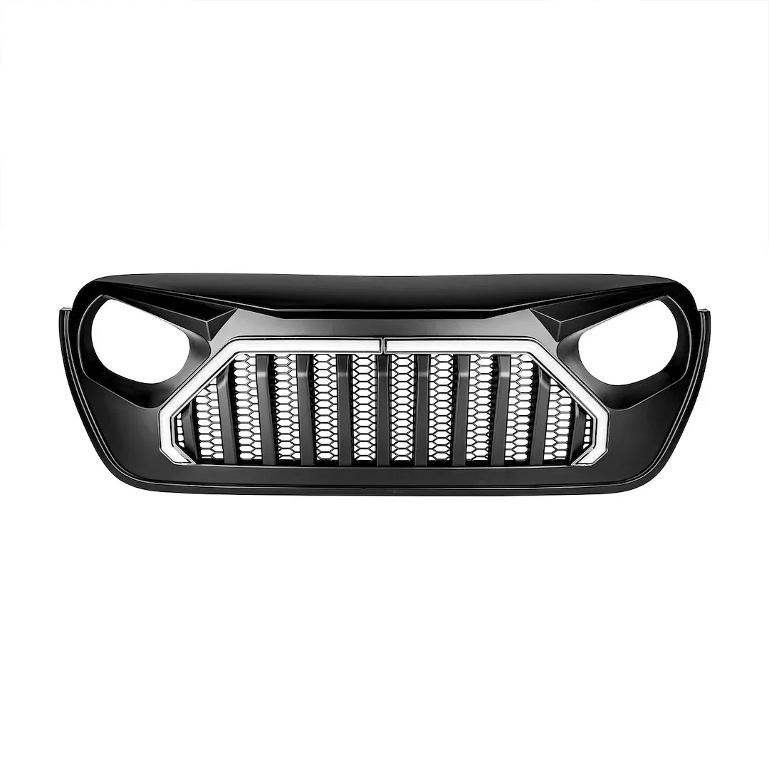 AMJPCA00143 – AMERICAN MOD Grille, Bar Style With Light Cutouts Matte Black ABS Plastic With White Daytime Running Li...